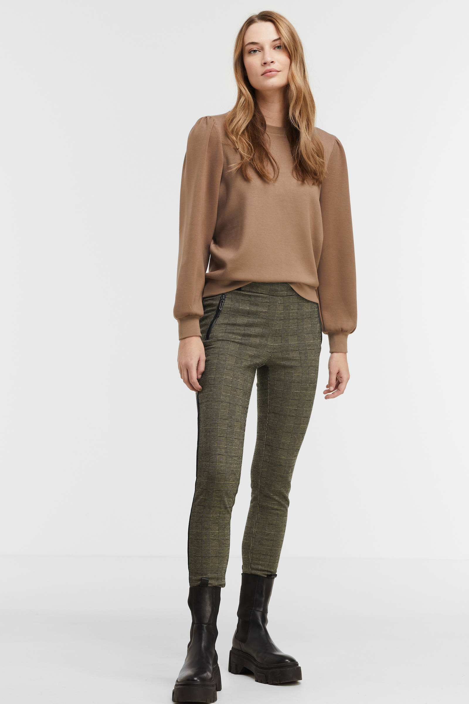 Zabaione geruite skinny tregging Nora groen | wehkamp