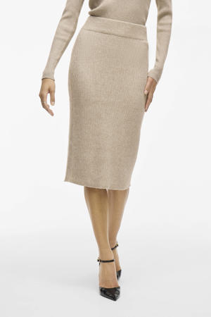 gebreide midi rok VIRIL beige