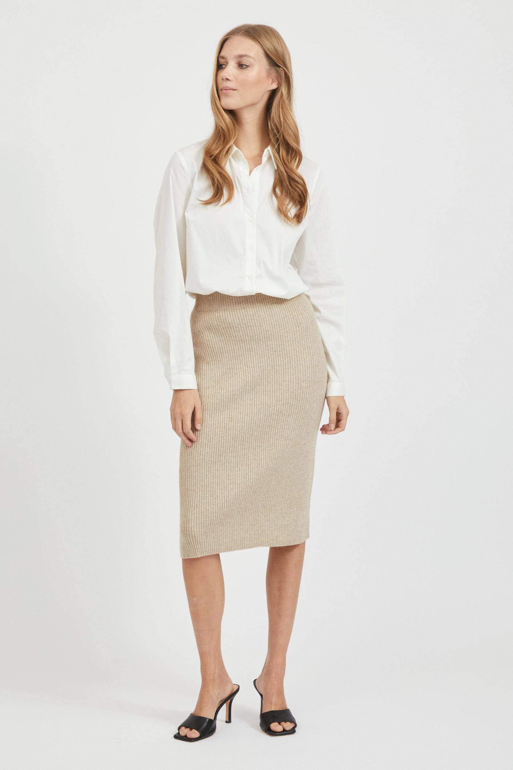 gebreide midi rok VIRIL beige