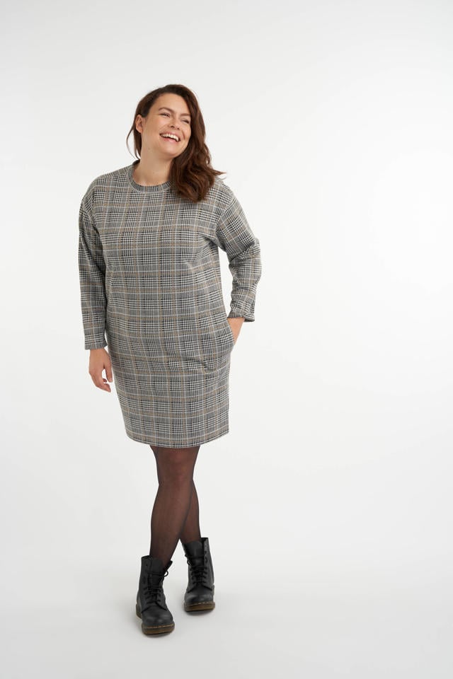 Geboorteplaats Controle consultant MS Mode geruite jurk grijs/zwart/wit | wehkamp