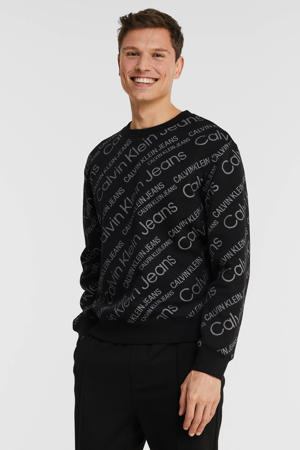 sweater met all over print black