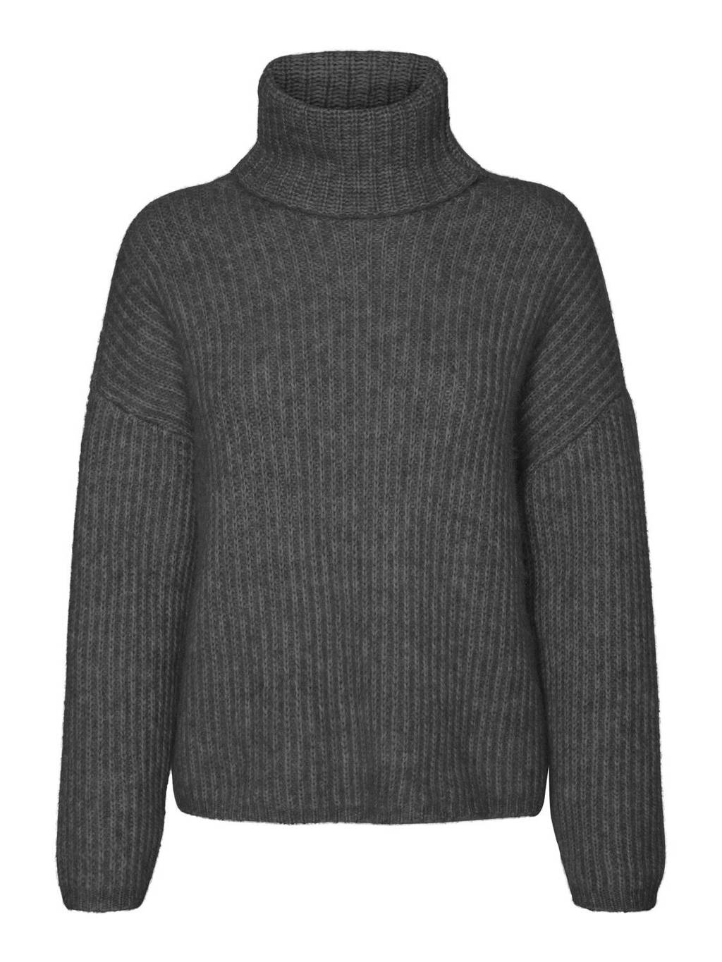 Grijze dames VERO MODA gebreide trui van polyester met lange mouwen en col