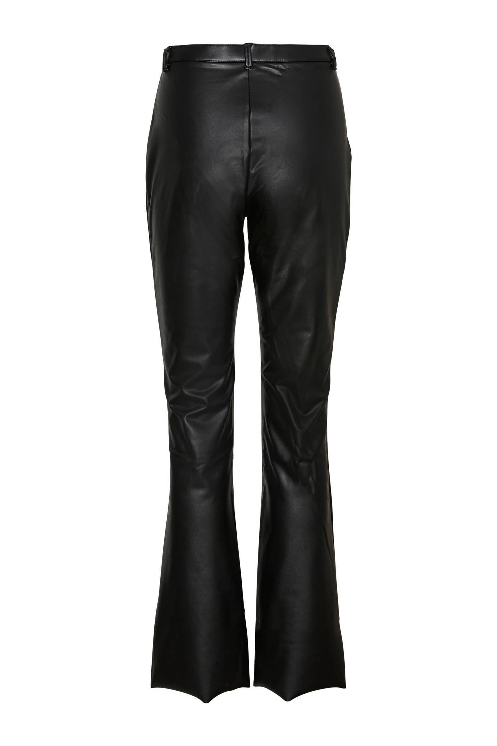 VERO MODA imitatieleren flared broek VMAMIRA zwart | wehkamp