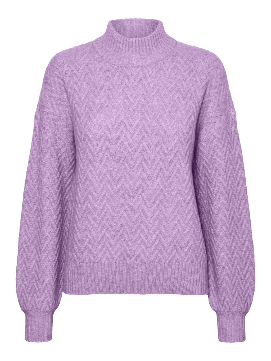 Paarse dames VERO MODA gebreide trui van gerecycled polyester met lange mouwen en col