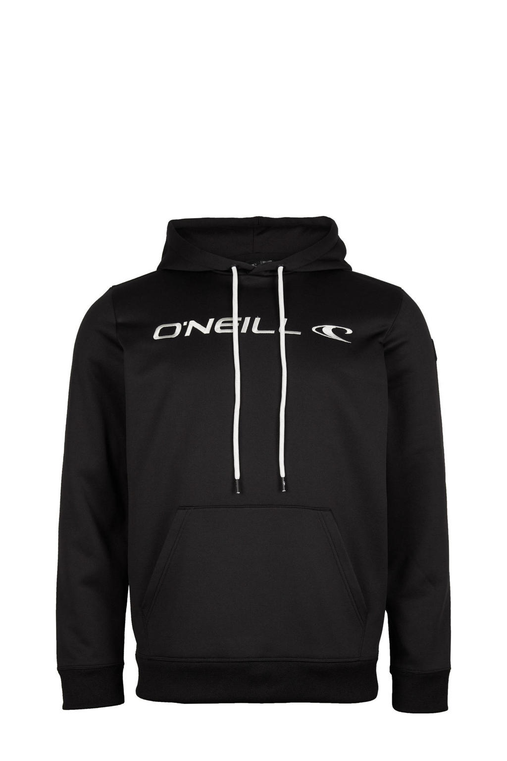 Zwarte heren O'Neill hoodie Rutile van polyester met logo dessin, lange mouwen, capuchon en geribde boorden