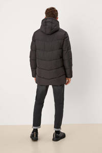 Zwarte heren Q S designed by jas van polyester met lange mouwen, capuchon en rits- en drukknoopsluiting