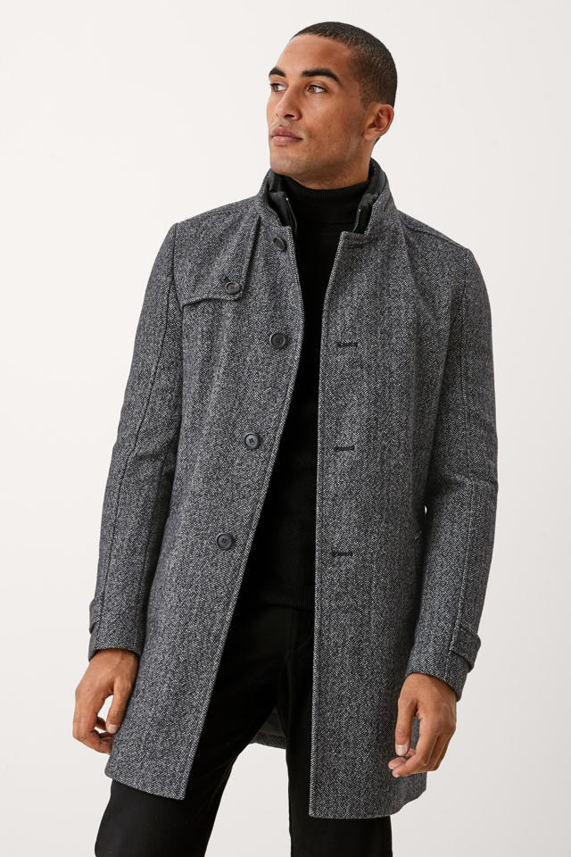 Vergelijkbaar Reis voorspelling s.Oliver BLACK LABEL jas met wol en visgraat grijs | wehkamp