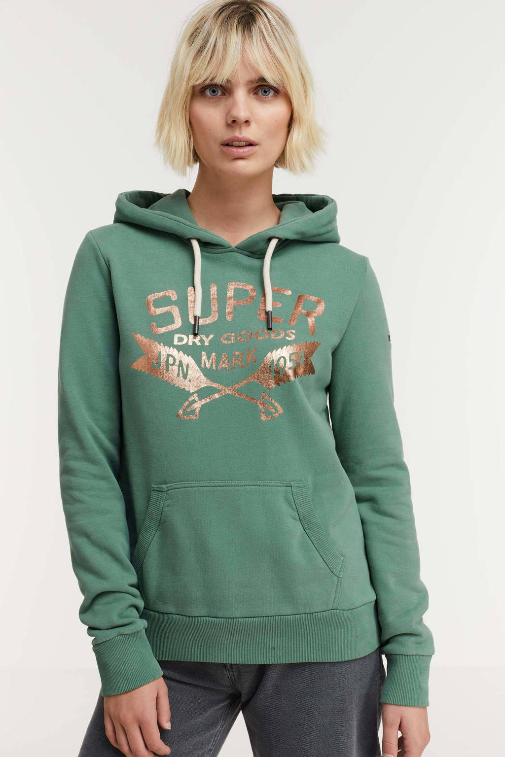 Toeval Pelmel Onderzoek Superdry hoodie met logo groen/brons | wehkamp