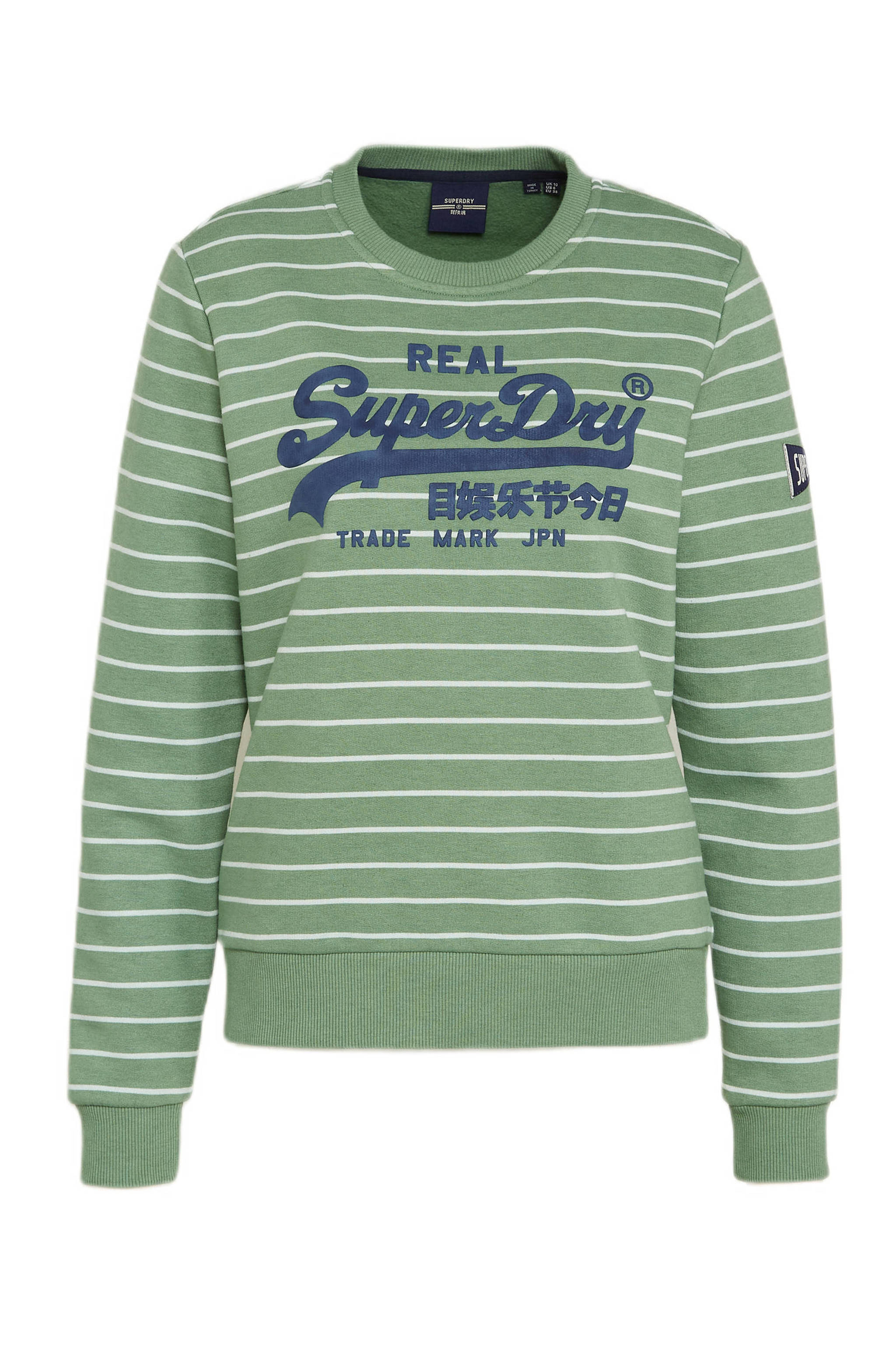 Gemarkeerd Laatste Bounty Superdry sweater met logo groen/wit/donkerblauw | wehkamp