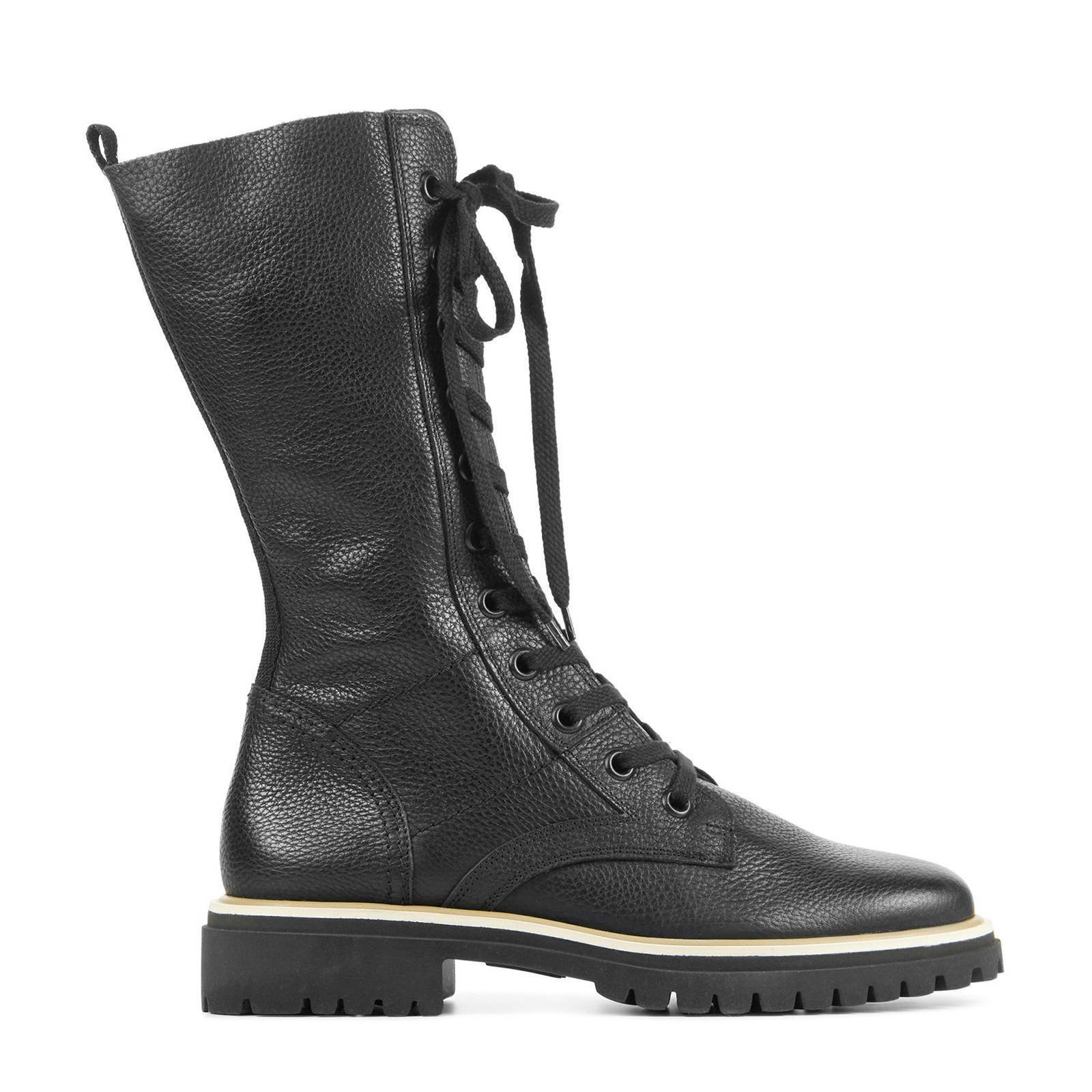 9891 leren veterboots zwart