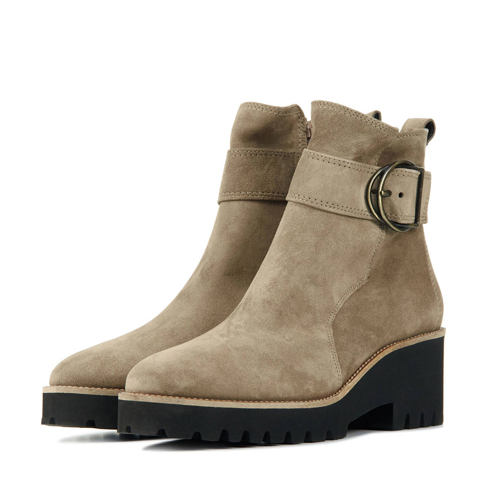 Paul Green 9763 suède enkellaarzen taupe | wehkamp