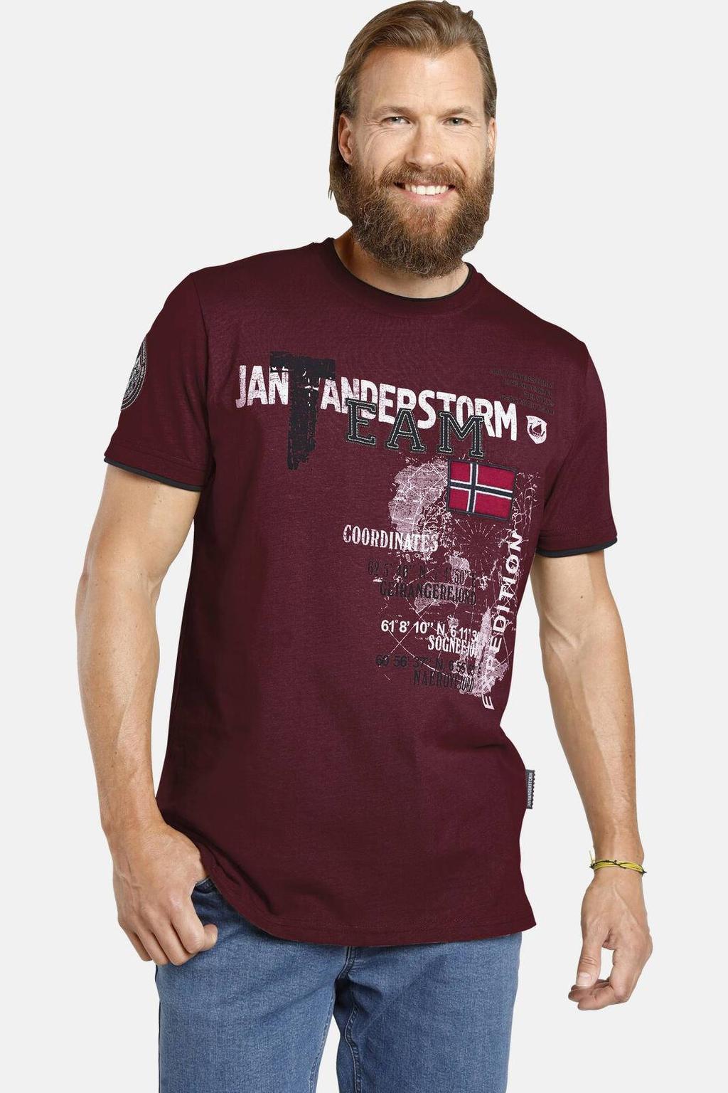 Jan Vanderstorm T-shirt SÖLVE Plus Size donkerrood