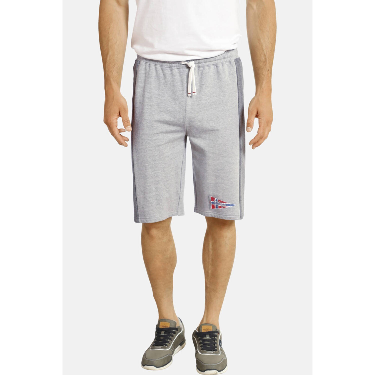 Jan Vanderstorm loose fit sweatshort HARAL Plus Size met zijstreep grijs blauw (set van 2)