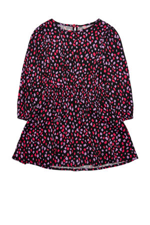 jurk KOMSCARLETT-SOLVEIG met all over print zwart/roze/paars