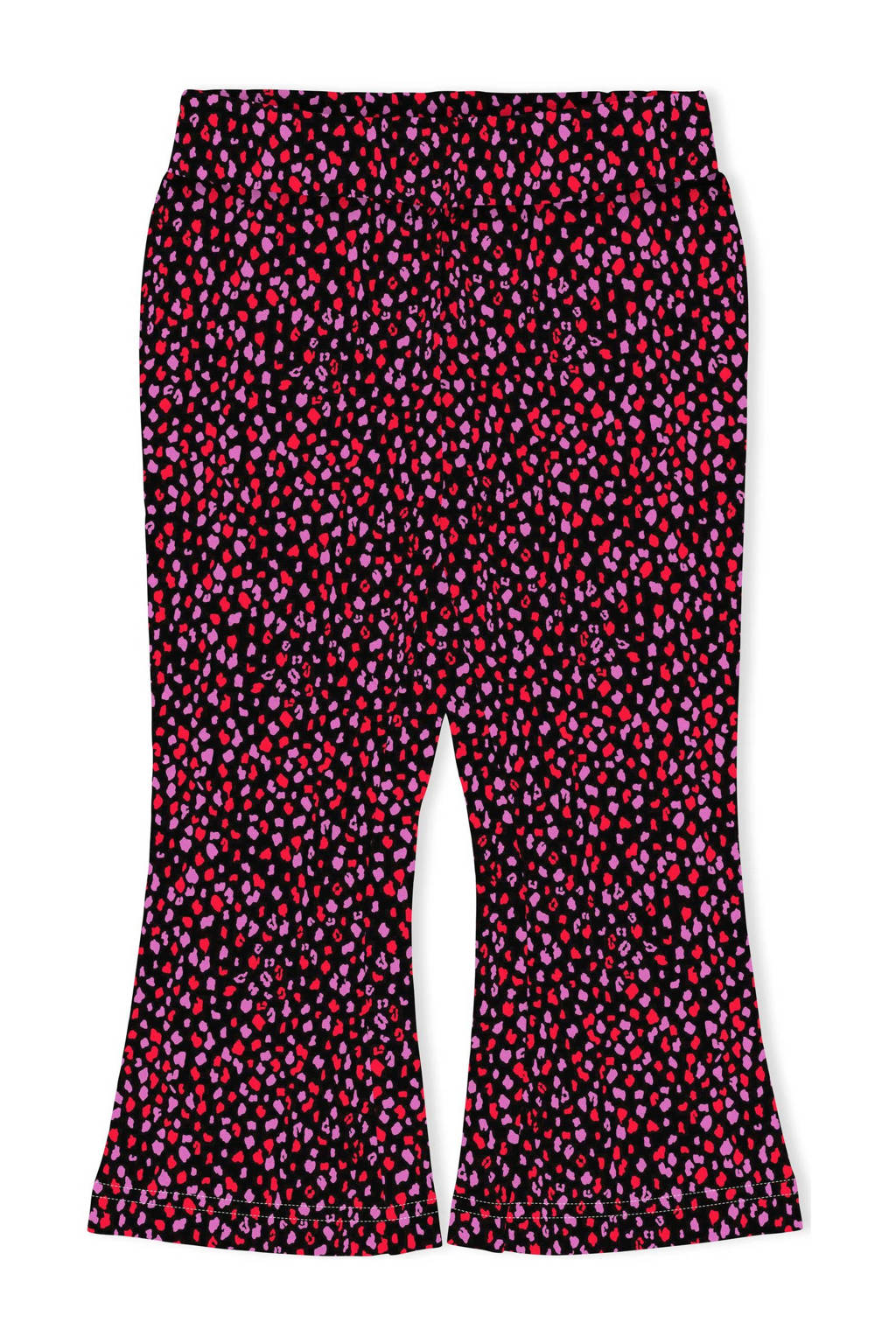 KIDS ONLY MINI flared broek KOMPAIGE met all over print zwart/rood/roze