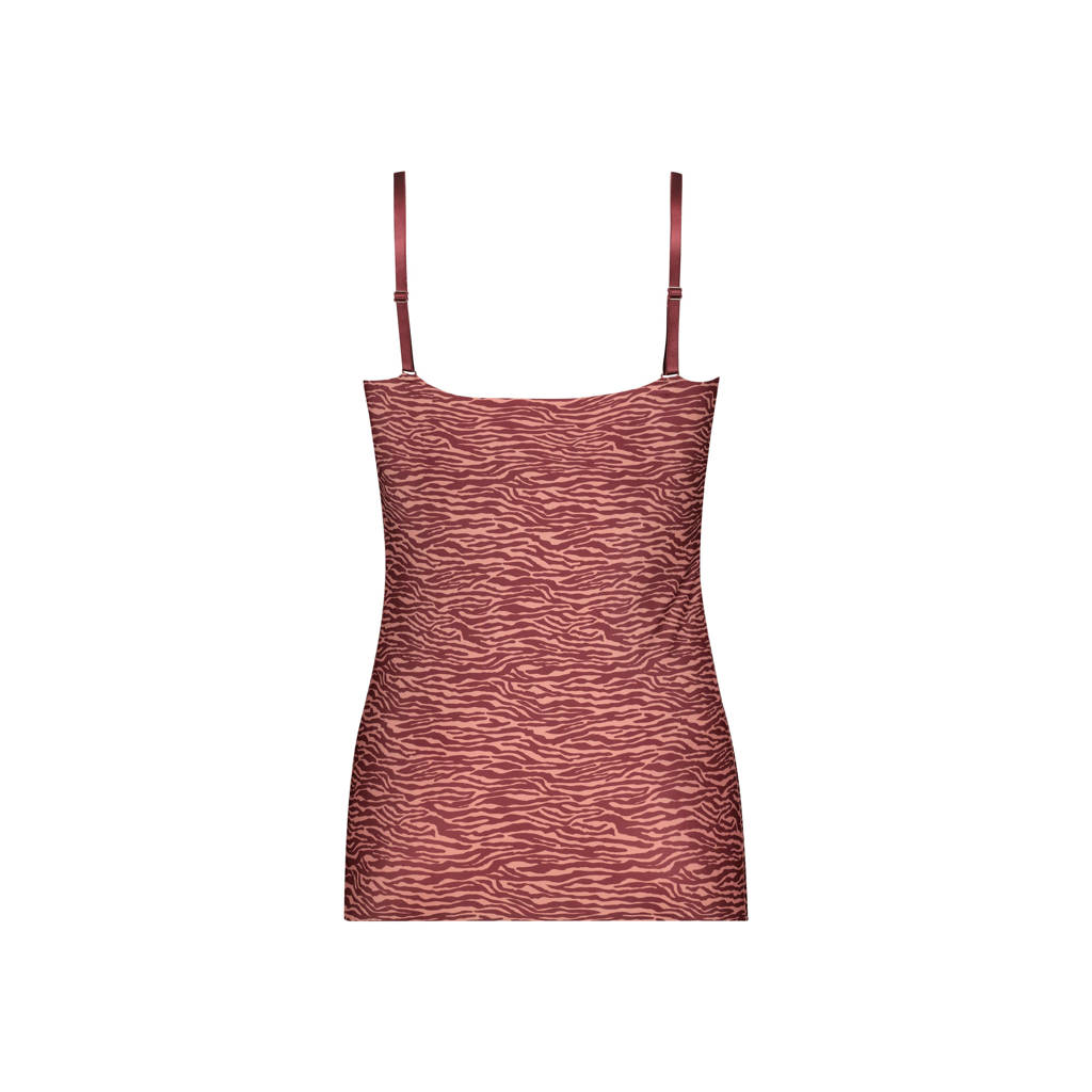 ten Cate Secrets naadloos hemd met zebraprint roze/donkerrood, Roze/donkerrood