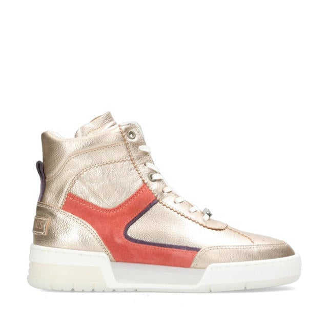 Shabbies Amsterdam hoge leren sneakers goud wehkamp