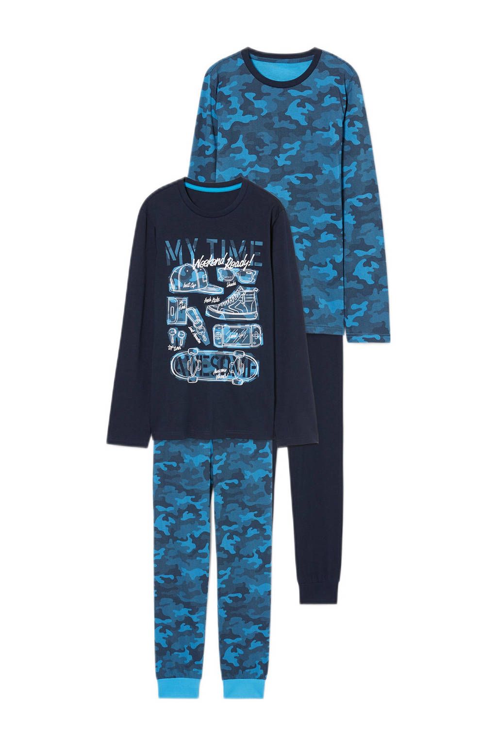 C&A pyjama - set van 2 - donkerblauw/blauw, Donkerblauw/blauw