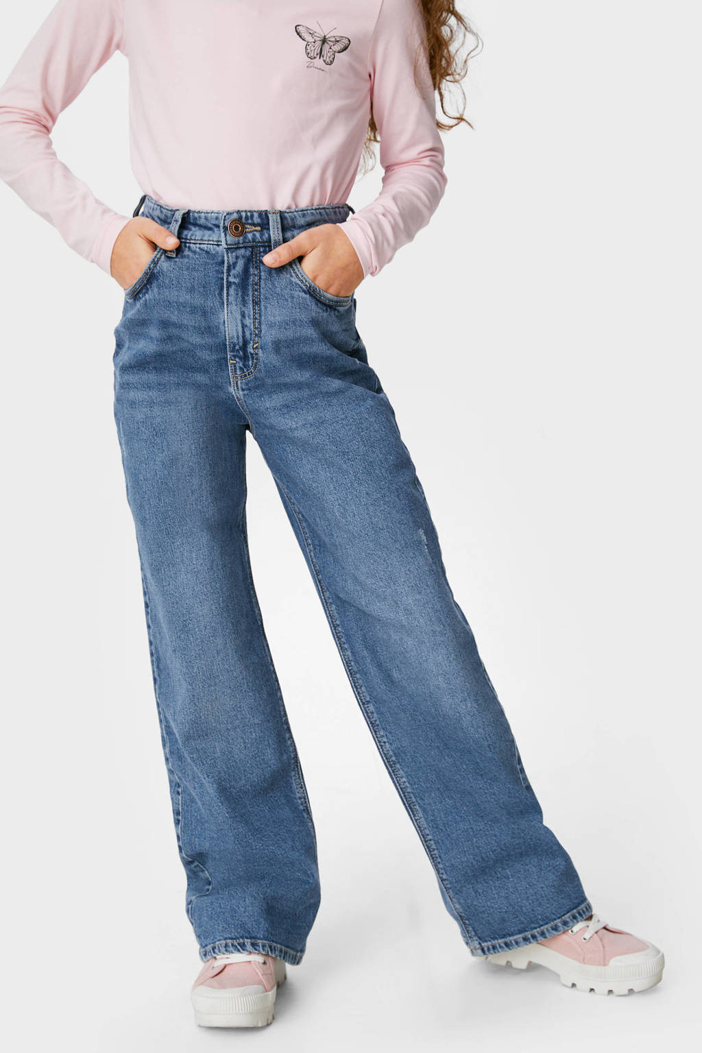 C&A high waist loose fit jeans stonewashed, Stonewashed