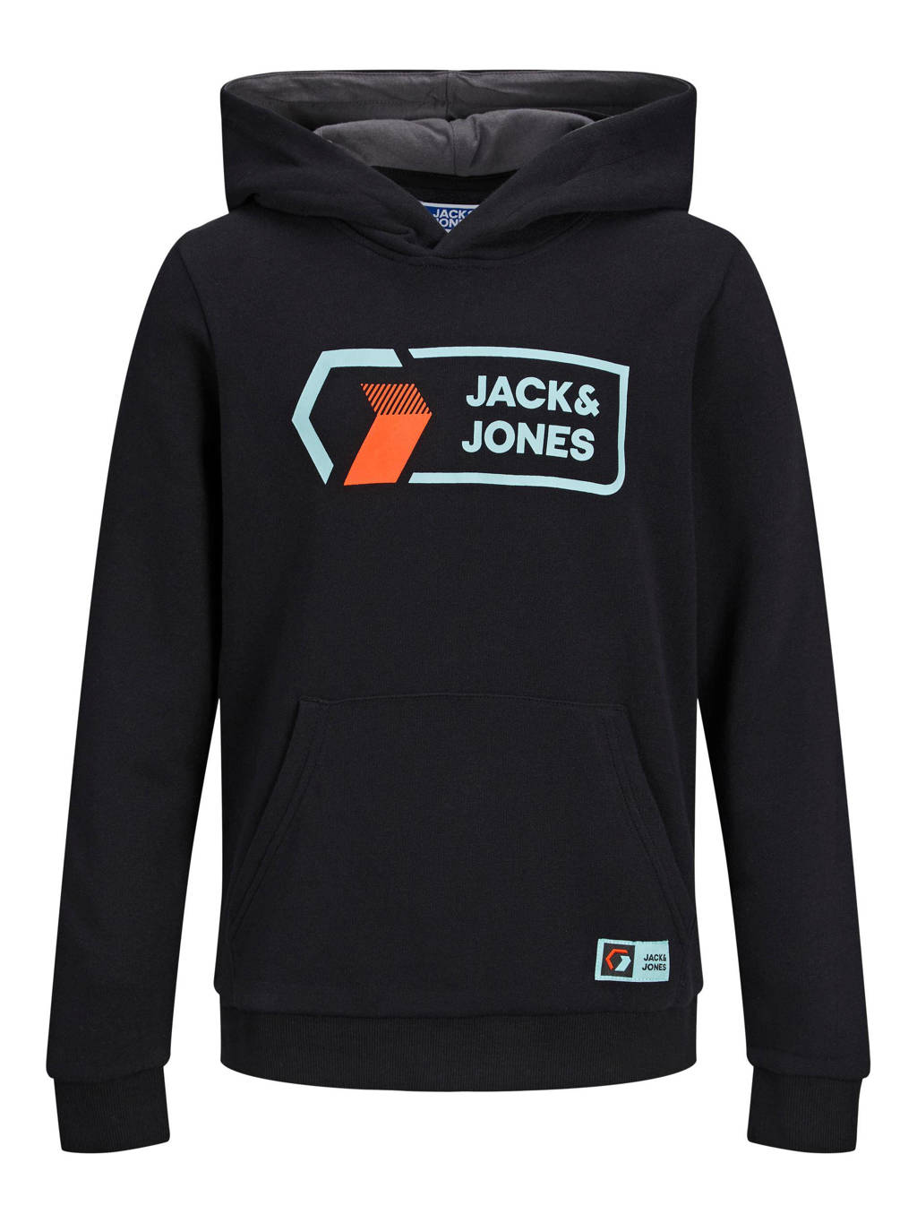 JACK & JONES JUNIOR hoodie JCOLOGAN met logo zwart