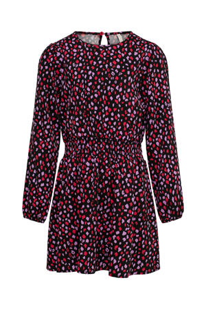 jurk KONSCARLETT-SOLVEIG met all over print zwart/paars/roze