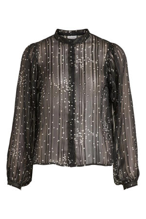 semi-transparante blouse VIHALLIE met all over print zwart