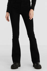 PIECES high waist flared jeans PCPEGGY zwart, Zwart