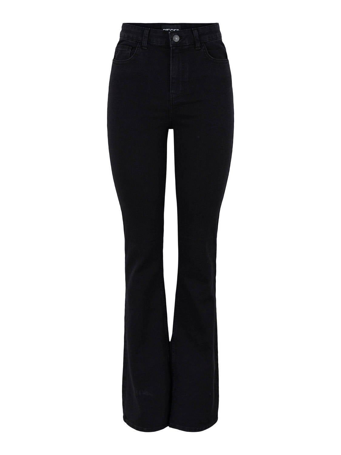 PIECES high waist flared jeans PCPEGGY zwart | wehkamp