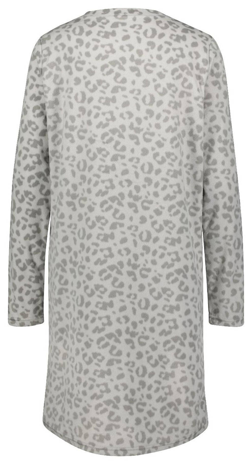 HEMA fleece nachthemd met panterprint grijs, Grijs