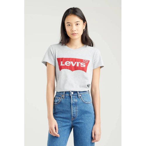Levi's T-shirt Perfect Tee met logo lichtgrijs mel√©e afbeelding