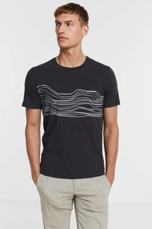 T-shirt Jaames Sound Waves van biologisch katoen graphite