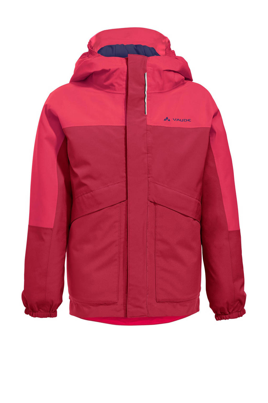 Roze meisjes VAUDE outdoorjas Escape van polyester met logo dessin, lange mouwen, capuchon en rits met windvanger