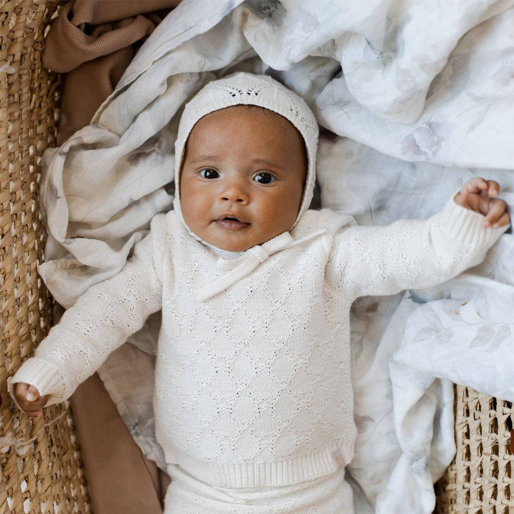 Yumi Baby newborn trui Diamonds van katoen off white wehkamp
