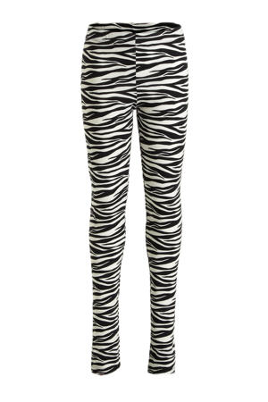 legging LPMULIA  met zebraprint wit/zwart