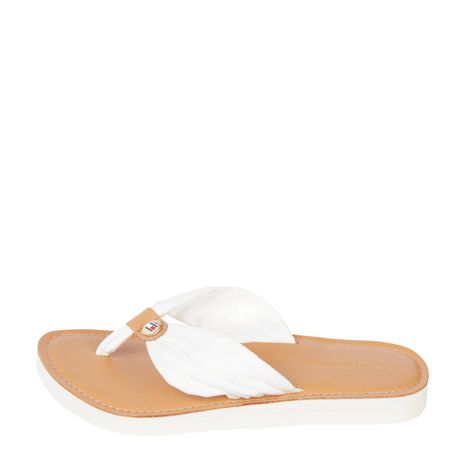Tommy Hilfiger Leather Footbed Beach Sandal teenslippers wit | wehkamp