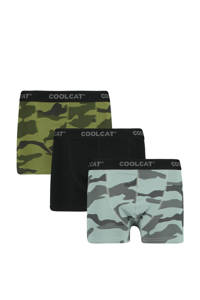 CoolCat Junior   boxershort - set van 3 groen/zwart/grijs, Groen/zwart/grijs
