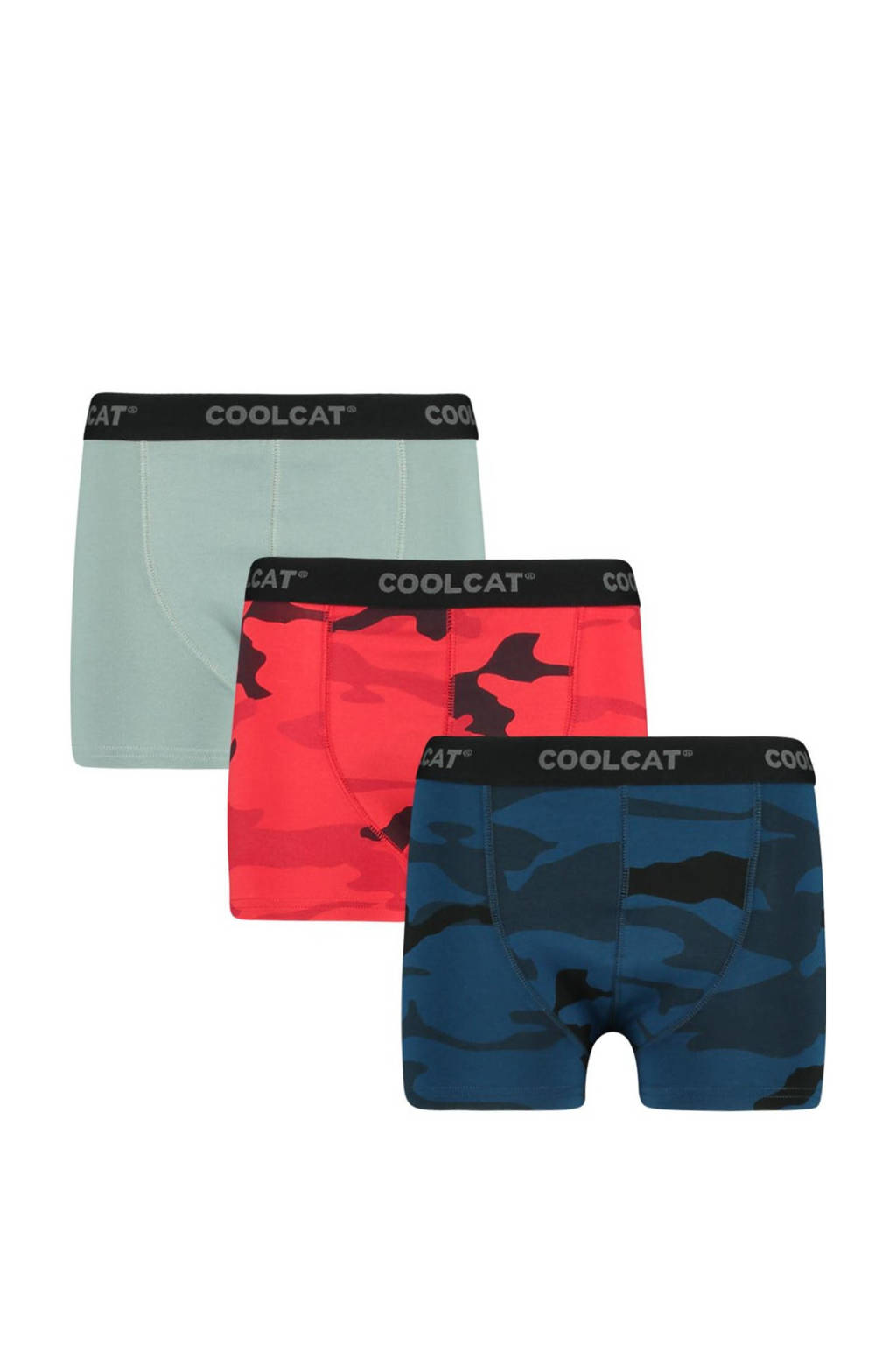 CoolCat Junior   boxershort - set van 3 blauw/rood/groen, Blauw/Rood/Groen