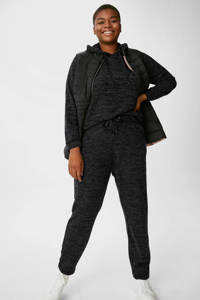 Antraciete dames C&A XL gemêleerde tapered fit sweatpants van viscose met elastische tailleband met koord