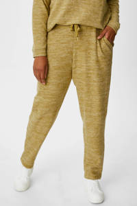 Olijfgroene dames C&A XL gemêleerde sweatpants van viscose met elastische tailleband met koord en elastische boord
