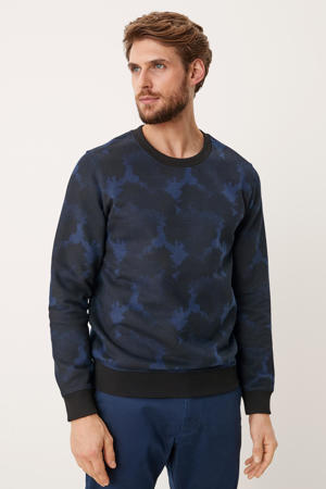 sweater met all over print blauw