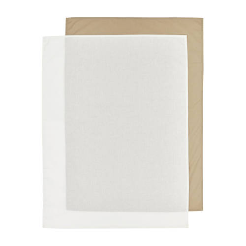 Meyco baby ledikantlaken - set van 2 100x150 cm uni offwhite/uni taupe afbeelding