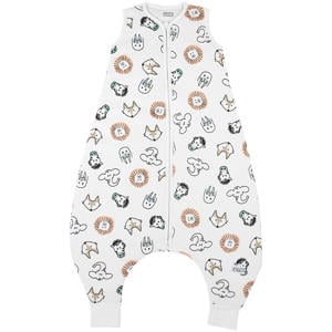 gevoerde baby slaapzak jumper Animal wit/bruin/zwart