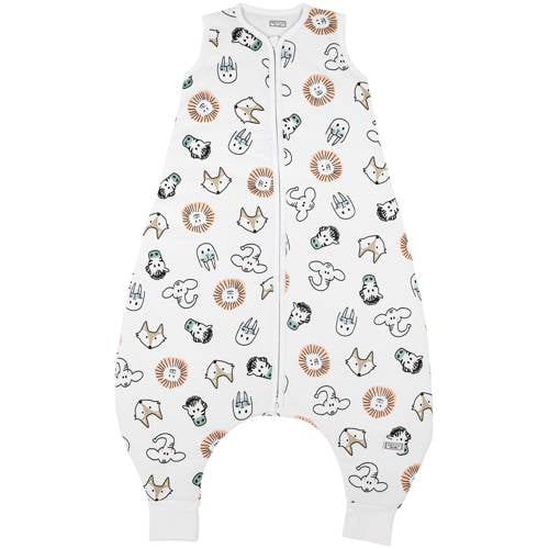 Meyco gevoerde baby slaapzak jumper Animal wit/bruin/zwart afbeelding