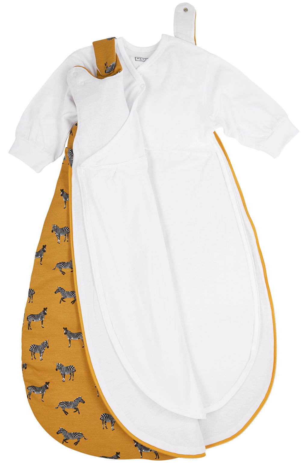 Meyco gevoerde 2-delige baby slaapzak Zebra Animal Honey gold