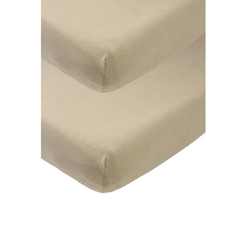Meyco katoenen ledikant hoeslaken - set van 2 60x120 cm taupe afbeelding