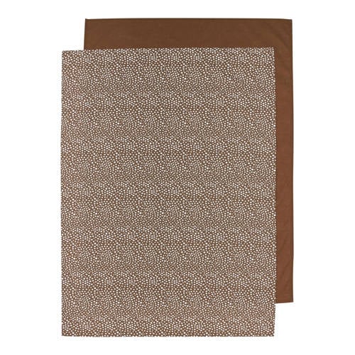 Meyco baby wieglaken - set van 2 75x100 cm cheetah choclolate/uni choclolate afbeelding