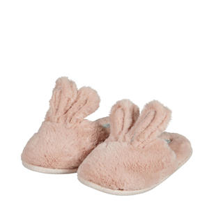 imitatiebont pantoffels met bunny oren roze