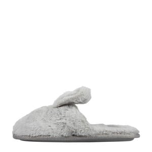 imitatiebont pantoffels met bunny oren grijs