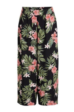 wide leg broek LPNYA met all over print zwart/groen/roze
