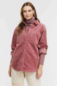 Roze dames MSCH Copenhagen corduroy blouse Feluca met vintage look, lange mouwen, klassieke kraag, knoopsluiting en textuur